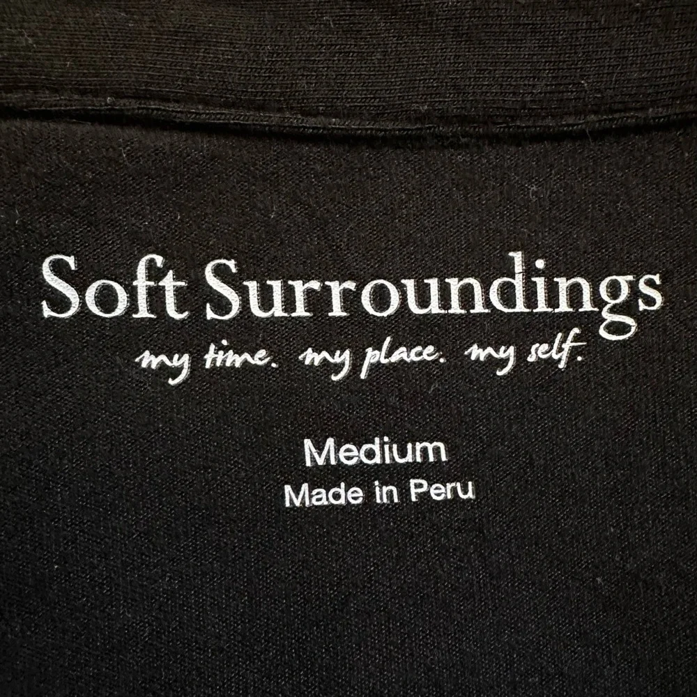 Soft Surroundings Black Criss-Cross Back Button Down Tunic Shirt, Sz Medium - Picture 11 of 13